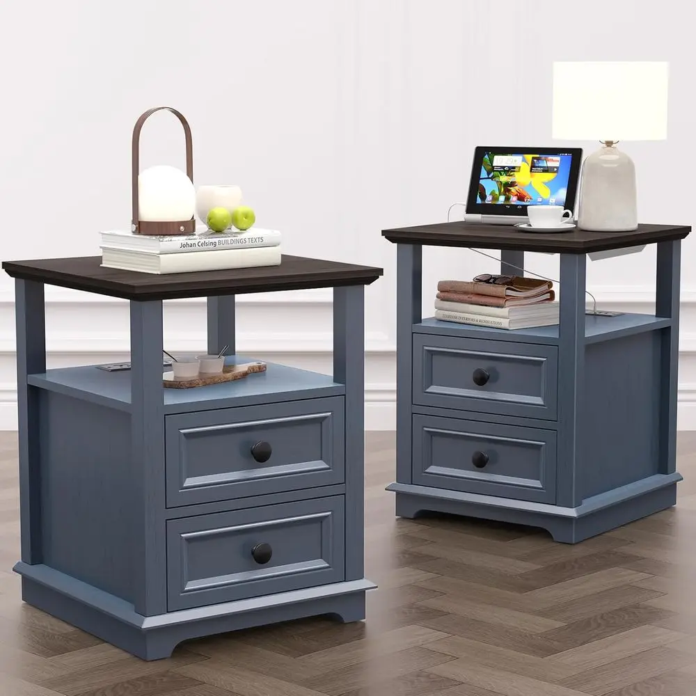 18 Wide Dual Charging Station End Table Set, 18 Sofa Side Tables with Drawers, Blue Living Room Furniture
18 Wide Dual Charging Station End Table Set, 18 Sofa Side Tables with Drawers, Blue Living Room Furniture