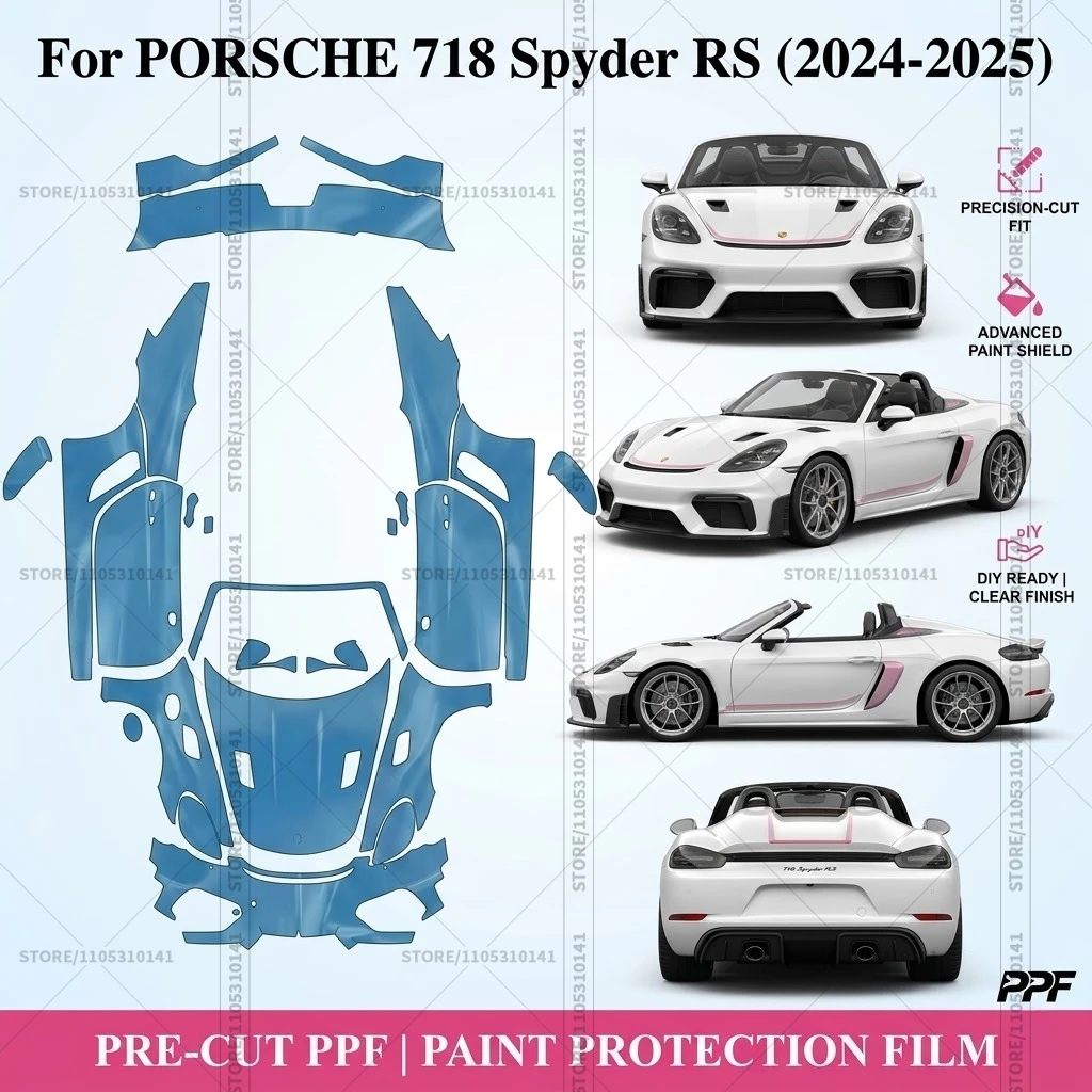 For Porsche 718 Spyder RS 2024-2025 Pre-Cut Paint Protection Film PPF Transparent Bumper Protector Automotive Clear Bar Car Film
For Porsche 718 Spyder RS 2024-2025 Pre-Cut Paint Protection Film PPF Transparent Bumper Protector Automotive Clear Bar Car Film