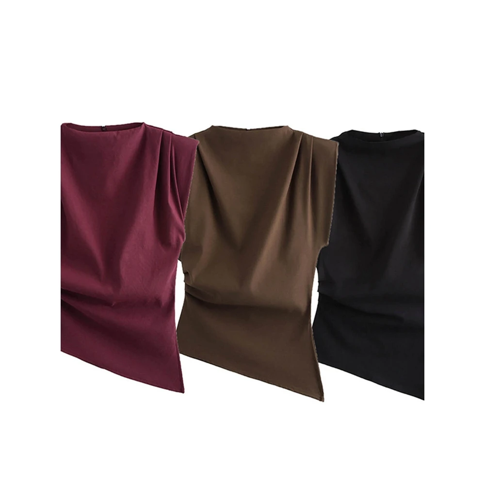 Sexy Asymmetrical Folded Pad Shoulder Top without Strap Decoration Summer New Arrival Fashionable Women's Clothing
Sexy Asymmetrical Folded Pad Shoulder Top without Strap Decoration Summer New Arrival Fashionable Women's Clothing