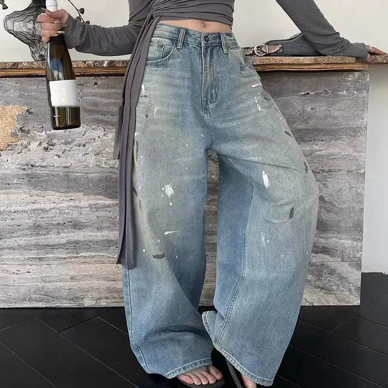 Streetwear Female Print Baggy Denim Pants Women Designer High Waisted Jeans Pants Girls Fashion Thin Straight Leg Jeans Trousers
Streetwear Female Print Baggy Denim Pants Women Designer High Waisted Jeans Pants Girls Fashion Thin Straight Leg Jeans Trousers