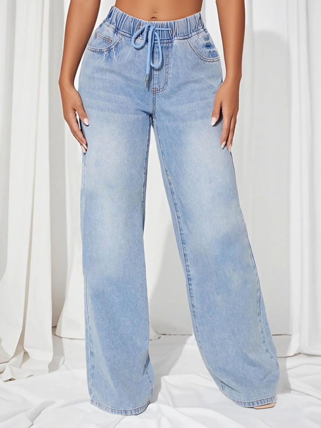 Fashion Women's High Waist Trousers Silm Loose Straight-leg Denim Pants Straight Leg Loose Pants
Fashion Women's High Waist Trousers Silm Loose Straight-leg Denim Pants Straight Leg Loose Pants