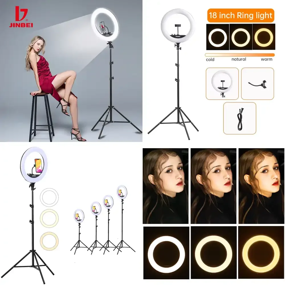 Fashion JINBEI EFR-36 18 Inch 36W LED Ring Light With Tripod Stand and Phone Holder Dimmable Selfie Light 2700K-7500K
Fashion JINBEI EFR-36 18 Inch 36W LED Ring Light With Tripod Stand and Phone Holder Dimmable Selfie Light 2700K-7500K