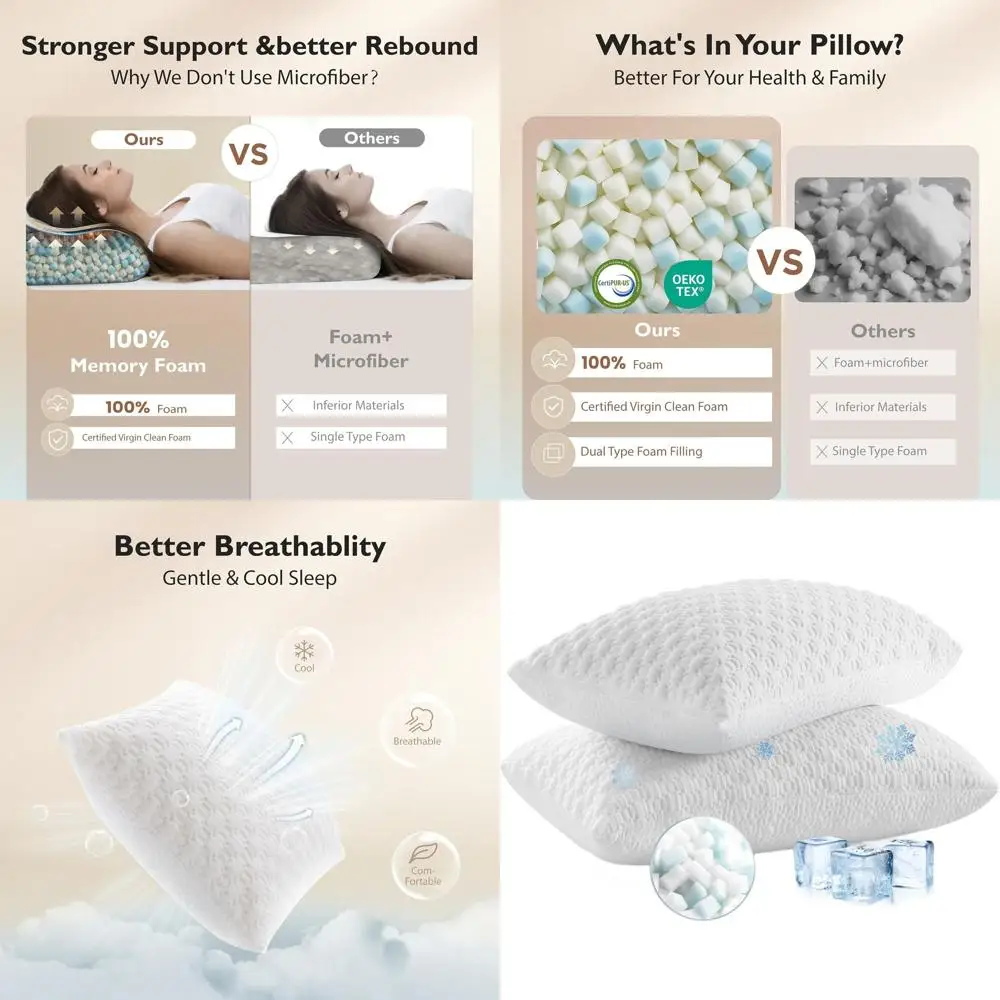 Pair of King Size Memory Foam Pillows - Adjustable, Ideal for All Sleep Positions, Neck Support, Washable Covers
Pair of King Size Memory Foam Pillows - Adjustable, Ideal for All Sleep Positions, Neck Support, Washable Covers