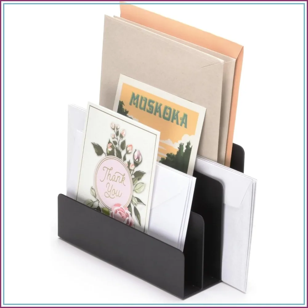 3-Slot Desktop Mail Organizer - Black Metal Letter Holder for Office Home
3-Slot Desktop Mail Organizer - Black Metal Letter Holder for Office Home
