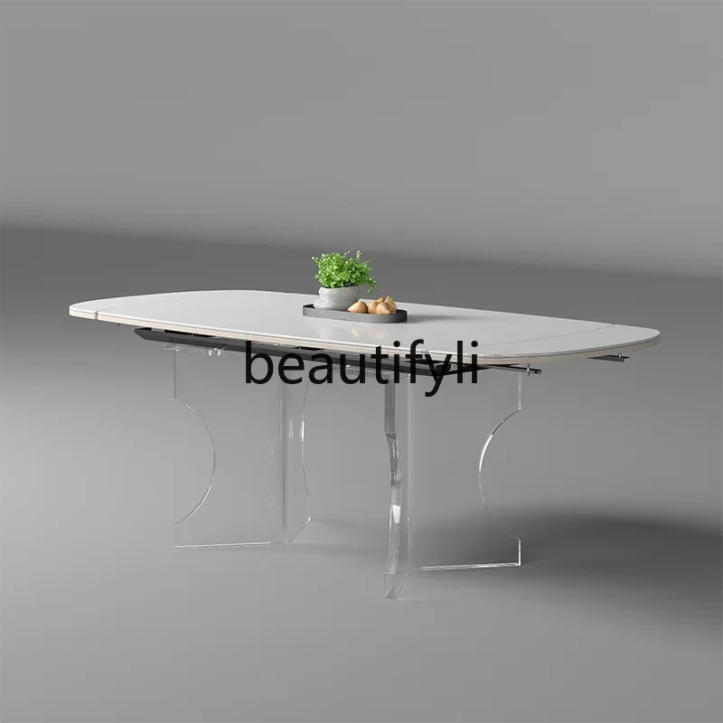 Acrylic retractable rock slab dining table on both sides Household small apartment modern with induction cooker
Acrylic retractable rock slab dining table on both sides Household small apartment modern with induction cooker