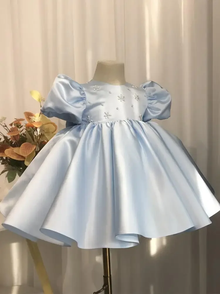 Baby Girls Party Dress Kids Beading Puff Sleeves Plain Ball Gowns Children Baptism 1st Birthday Flower Girl Dresses for Wedding
Baby Girls Party Dress Kids Beading Puff Sleeves Plain Ball Gowns Children Baptism 1st Birthday Flower Girl Dresses for Wedding