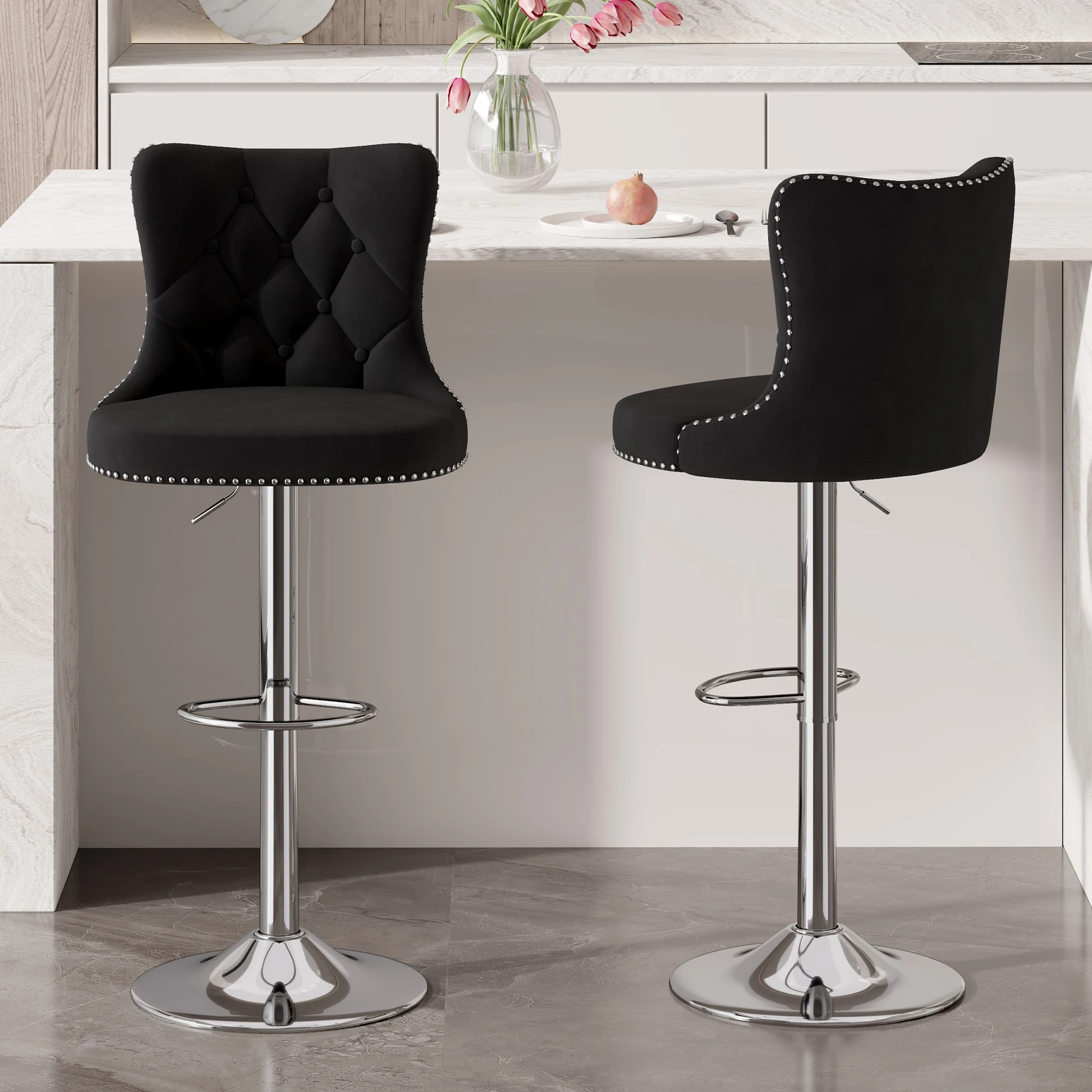 2 Piece Bar Chair Set, Modern Rotary Bar Stool, 360° Rotatable With Backrest Upholstery, Suitable For Kitchen, Restaurant, Bar
2 Piece Bar Chair Set, Modern Rotary Bar Stool, 360° Rotatable With Backrest Upholstery, Suitable For Kitchen, Restaurant, Bar