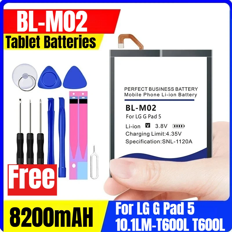BL-M02 3.8V 8200mAH Tablet Batteries for LG G Pad 5 10.1LM-T600L T600L
BL-M02 3.8V 8200mAH Tablet Batteries for LG G Pad 5 10.1LM-T600L T600L