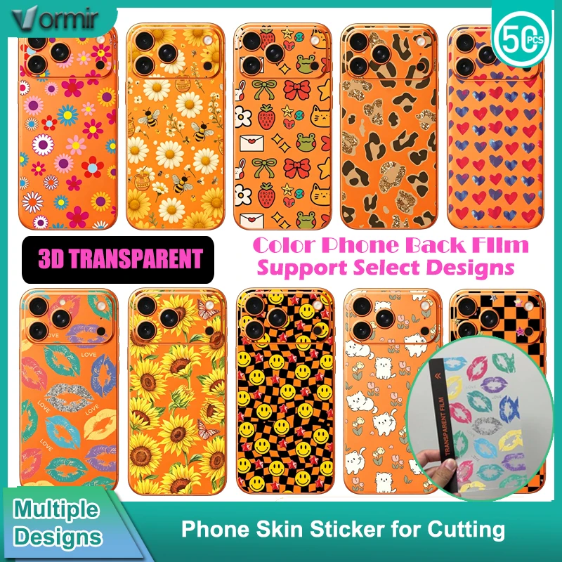 VORMIR 50pcs 3D Embossed Transparent Color Back Films Phone Skin Stickers Decorative Films for Any Sreen Protector Cut Machine
VORMIR 50pcs 3D Embossed Transparent Color Back Films Phone Skin Stickers Decorative Films for Any Sreen Protector Cut Machine