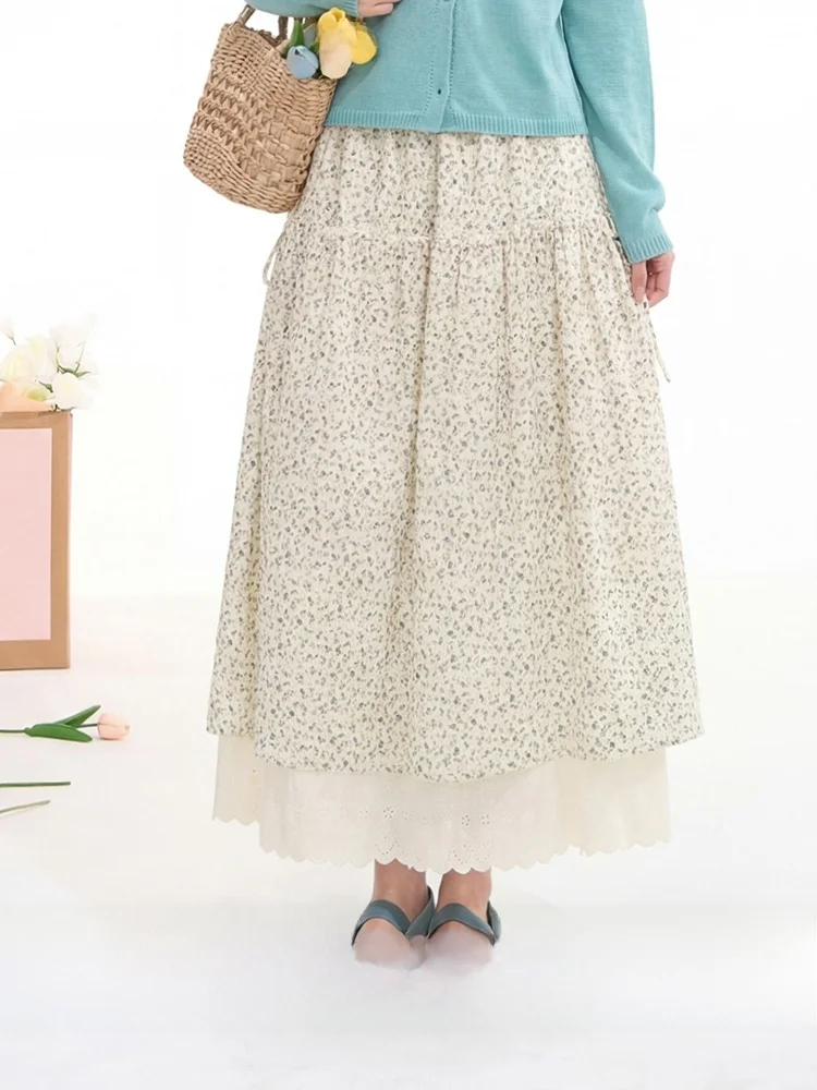 Sweet Floral Print Half Skirt with Lace Trim Belted mid Length Women's Spring Summer Cotton Gauze High Waist A-Line Skirt
Sweet Floral Print Half Skirt with Lace Trim Belted mid Length Women's Spring Summer Cotton Gauze High Waist A-Line Skirt