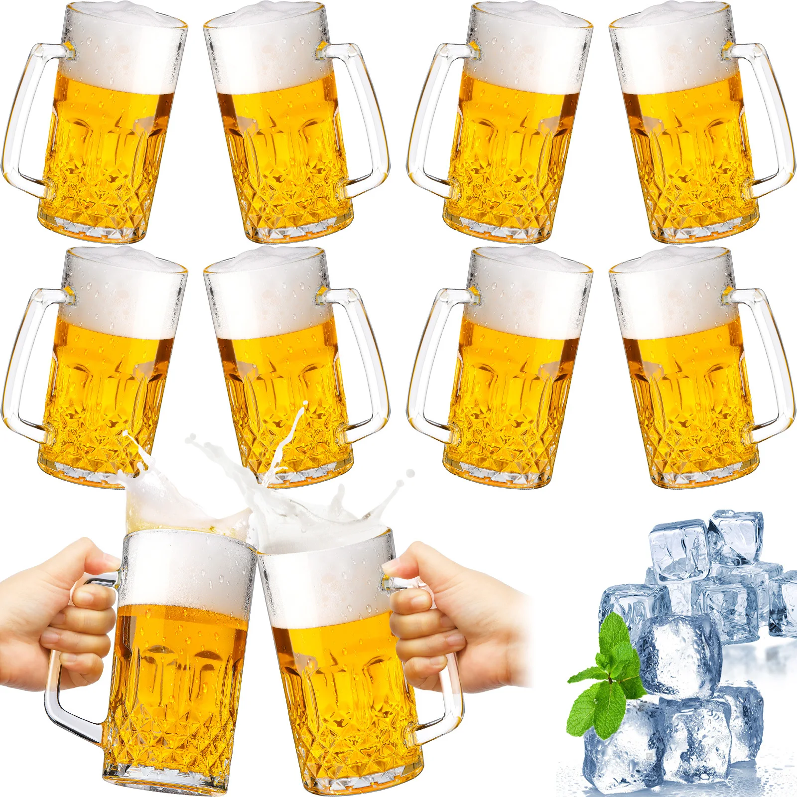 10pcs Beer Mugs with Handles 18 Ounce Clear Glass Beer Mugs Steins German Large Heavy Cups for Tea, Coffee, Root Floats, Dishwasher and Refrigerator Safe, Durable
10pcs Beer Mugs with Handles 18 Ounce Clear Glass Beer Mugs Steins German Large Heavy Cups for Tea, Coffee, Root Floats, Dishwasher and Refrigerator Safe, Durable