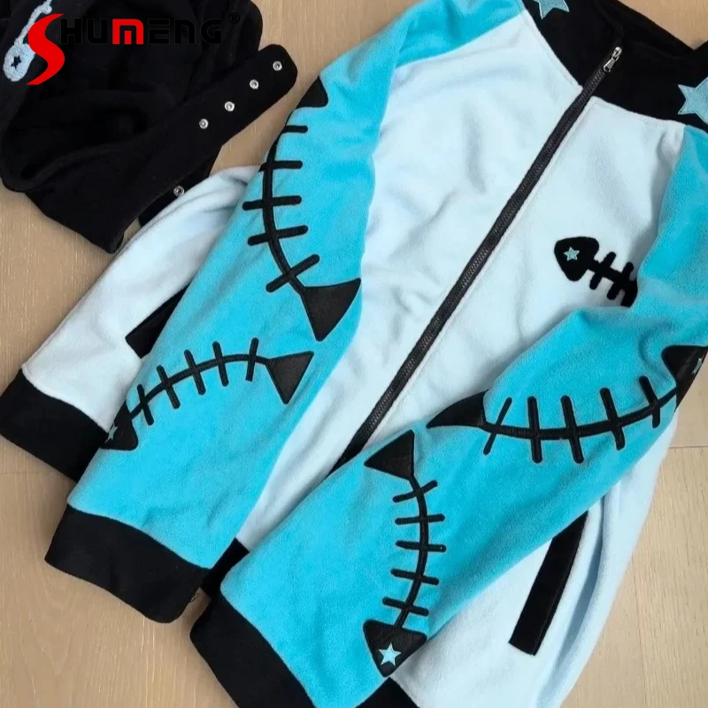 Japanese Rojita Slim Fit Fish Bone Plush Cartoon Cat Hooded Coat Sub-cute Cute Y2k Stand-up Collar Zipper Sweatshirt Jacket Girl
Japanese Rojita Slim Fit Fish Bone Plush Cartoon Cat Hooded Coat Sub-cute Cute Y2k Stand-up Collar Zipper Sweatshirt Jacket Girl