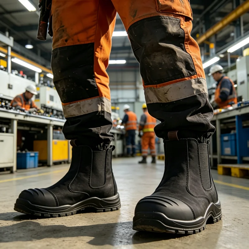 New black Chelsea work boots for men, made of premium first-layer cowhide, slip-on style, reinforced anti-collision toe cap for
New black Chelsea work boots for men, made of premium first-layer cowhide, slip-on style, reinforced anti-collision toe cap for