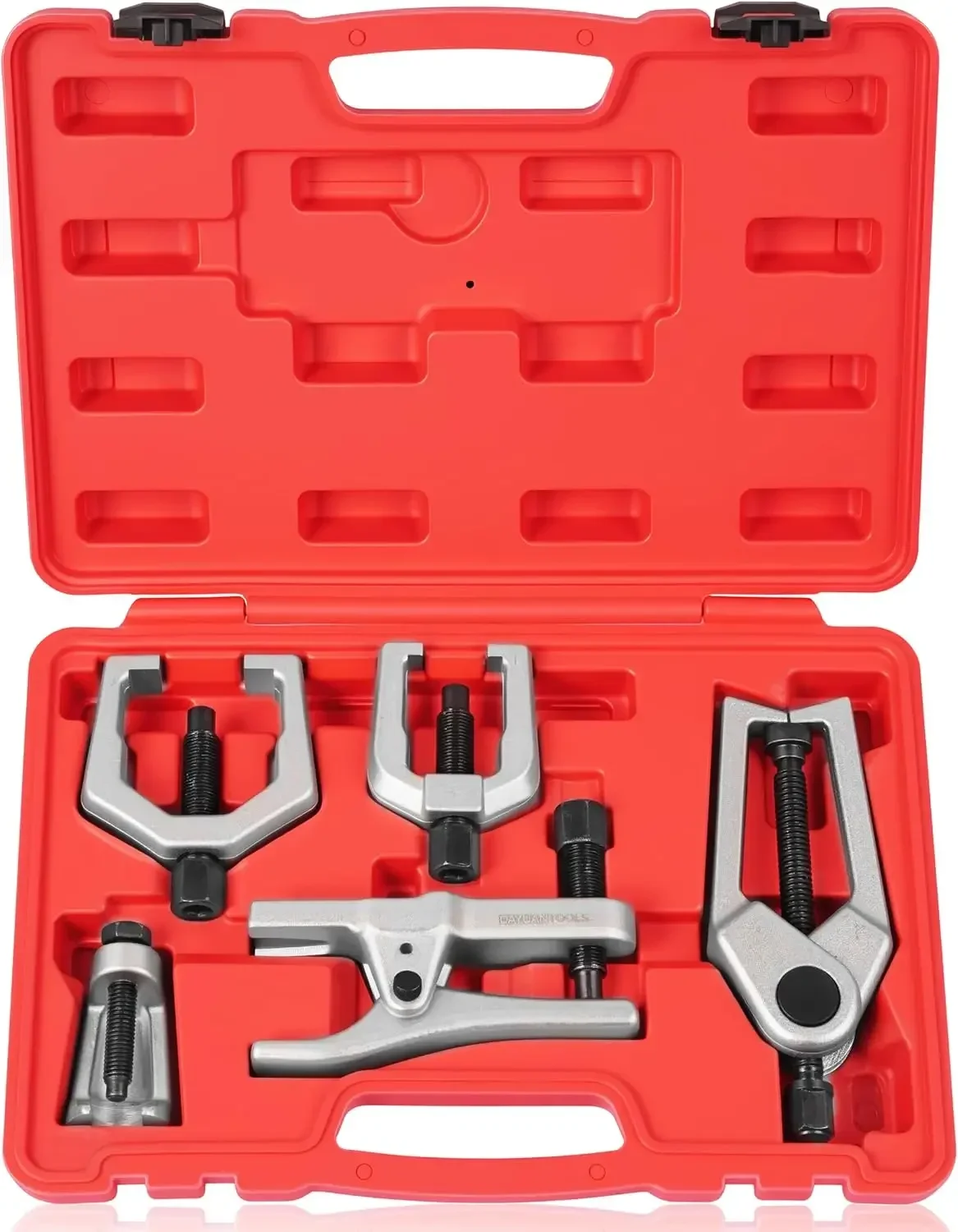 5-piece professional front end service tool kit for pitman arm, ball joint & tie rod removal.
5-piece professional front end service tool kit for pitman arm, ball joint & tie rod removal.