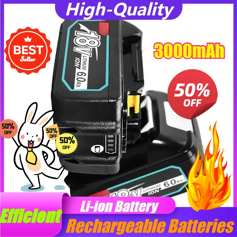 3000mAh for Makita 18V Lithium-Ion Battery for Power Tools Including Electric Wrenches Angle Grinders with Large Capacity
3000mAh for Makita 18V Lithium-Ion Battery for Power Tools Including Electric Wrenches Angle Grinders with Large Capacity