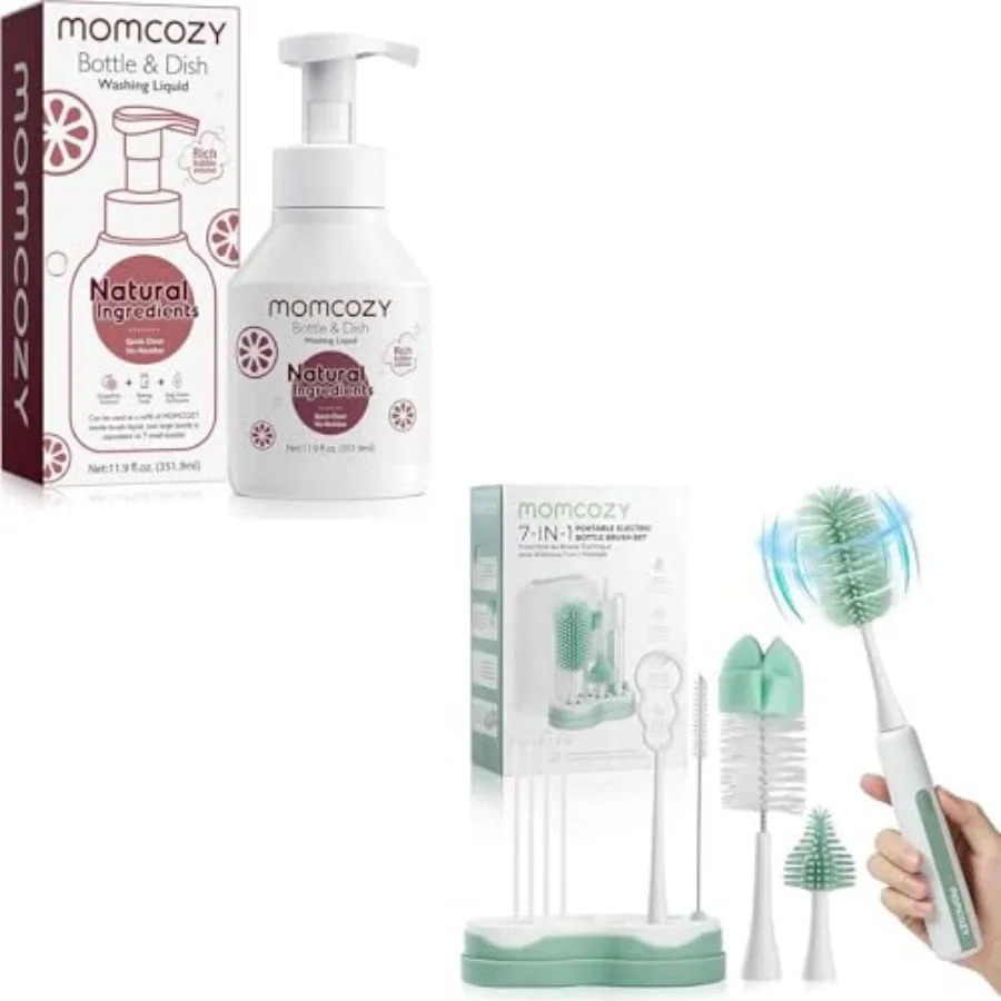 7-in-1 Electric Bottle Brush Cleaning Kit with Natural Cleaning Fluid Bundle, Portable Baby Bottle Cleaner Set with Formula Mix
7-in-1 Electric Bottle Brush Cleaning Kit with Natural Cleaning Fluid Bundle, Portable Baby Bottle Cleaner Set with Formula Mix