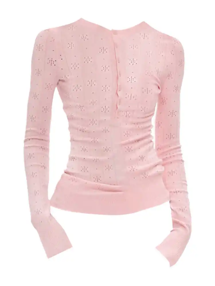 Korean Style Long Sleeve Hollow out Knitted Base Layer Top Women's Fashion Slim Fit Inner Wear Spring New Arrival
Korean Style Long Sleeve Hollow out Knitted Base Layer Top Women's Fashion Slim Fit Inner Wear Spring New Arrival