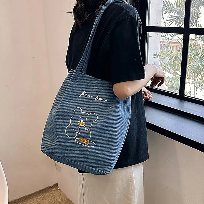 Women Corduroy Shoulder Bag High-capacity Bear Ladies Casual Handbag Tote Bag Reusable Large Capacity
Women Corduroy Shoulder Bag High-capacity Bear Ladies Casual Handbag Tote Bag Reusable Large Capacity