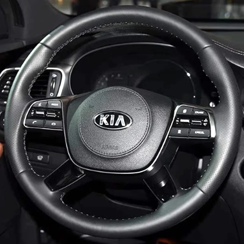 Нескользящий чехол на руль автомобиля с ручной прошивкой для Kia Sorento 2018 2019, черный кожаный салон автомобиля
Нескользящий чехол на руль автомобиля с ручной прошивкой для Kia Sorento 2018 2019, черный кожаный салон автомобиля