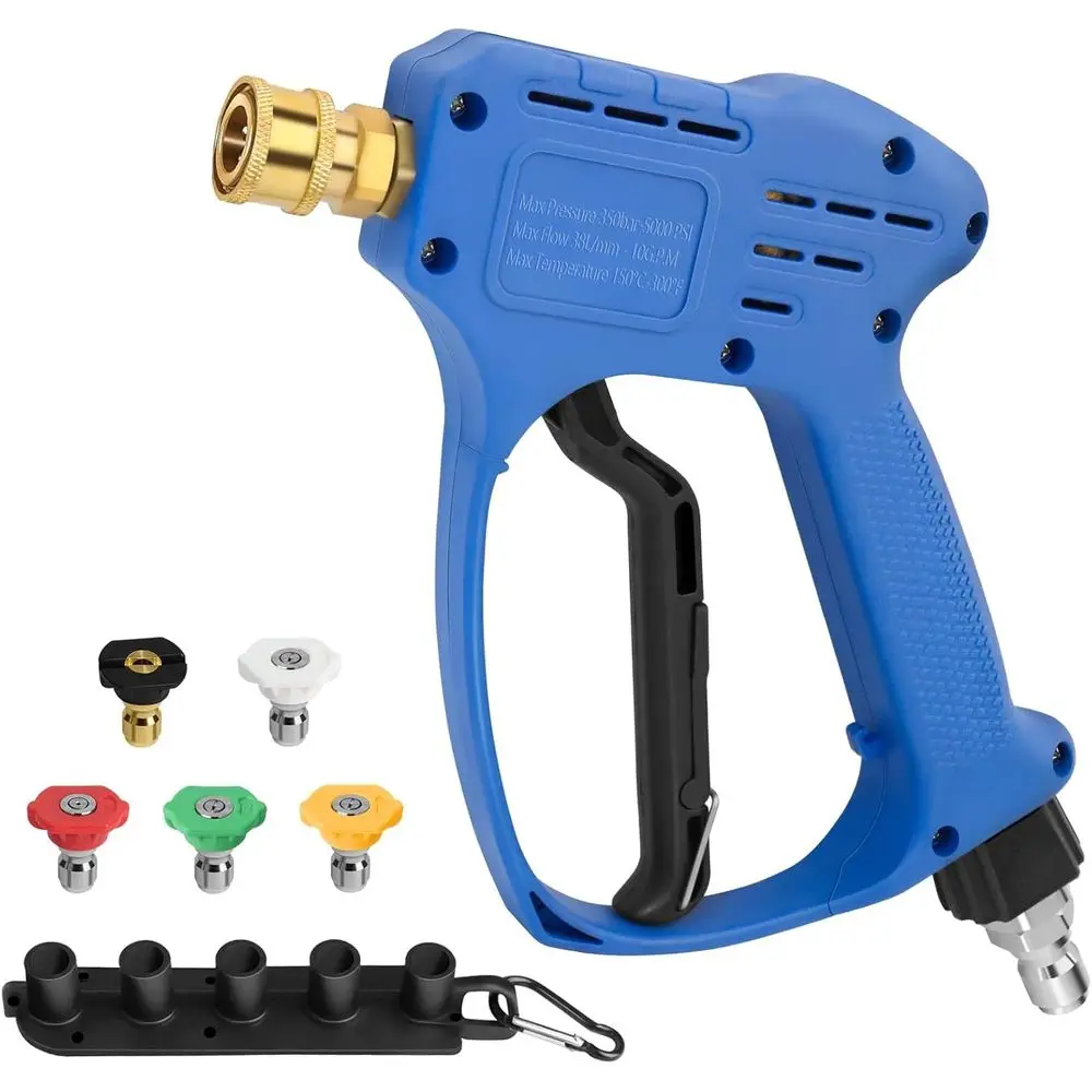 Short Pressure Washer Gun with Swivel, Power Washer Gun Handle, 1/4 Quick Connector, 3/8 Male Plug, 5000 PSI, 10 G.P.M.
Short Pressure Washer Gun with Swivel, Power Washer Gun Handle, 1/4 Quick Connector, 3/8 Male Plug, 5000 PSI, 10 G.P.M.