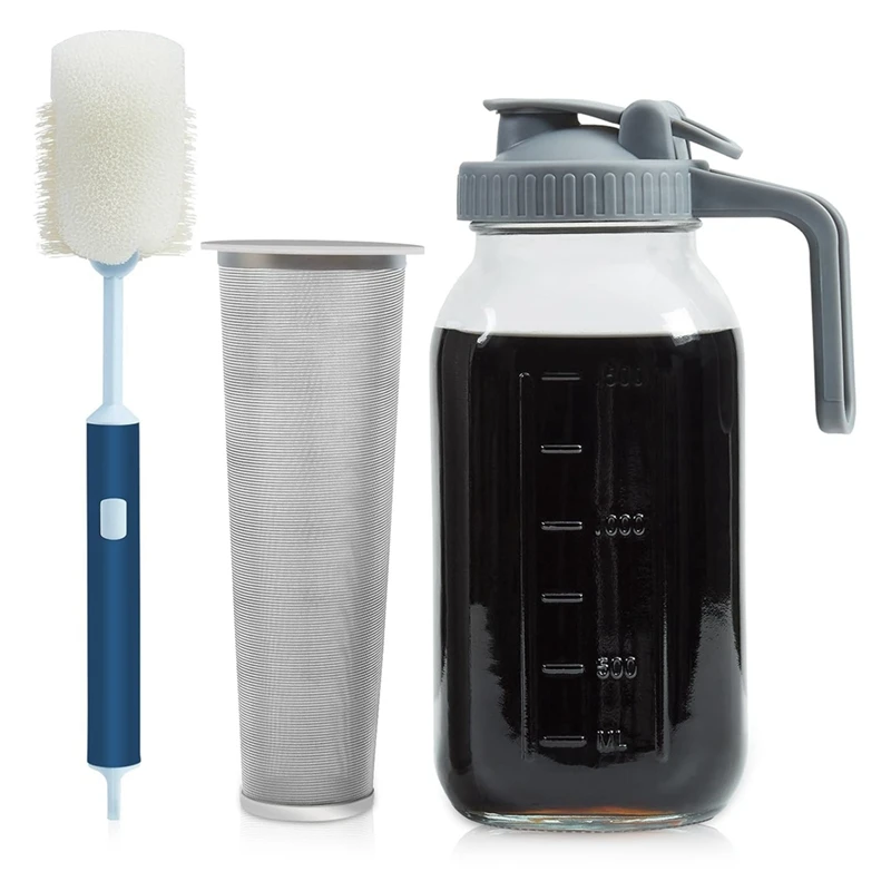 Кофеварка для холодного приготовления пива Mason Jar 64 унции, Прочный Толстый Стеклянный кувшин для холодного приготовления пива, откидная крышка с носиком и ручкой
Кофеварка для холодного приготовления пива Mason Jar 64 унции, Прочный Толстый Стеклянный кувшин для холодного приготовления пива, откидная крышка с носиком и ручкой