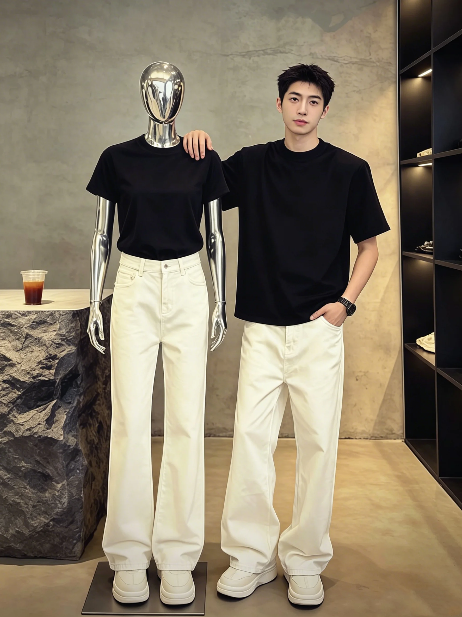 American High Street Pad Shoulder Short Sleeve T-Shirt Set Men's Summer OOTD Matching Pure Cotton Straight Leg Jeans Two Piec...
American High Street Pad Shoulder Short Sleeve T-Shirt Set Men's Summer OOTD Matching Pure Cotton Straight Leg Jeans Two Piec...
