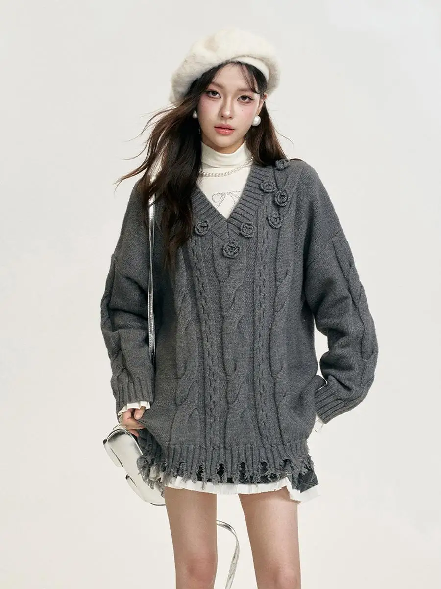 6DEWS Advanced ey Hook Needle Rose Linen Texture V-Ne Lazy Sle Sweater Women's Overhead Knitted Long Sve Winter Fas...
6DEWS Advanced ey Hook Needle Rose Linen Texture V-Ne Lazy Sle Sweater Women's Overhead Knitted Long Sve Winter Fas...