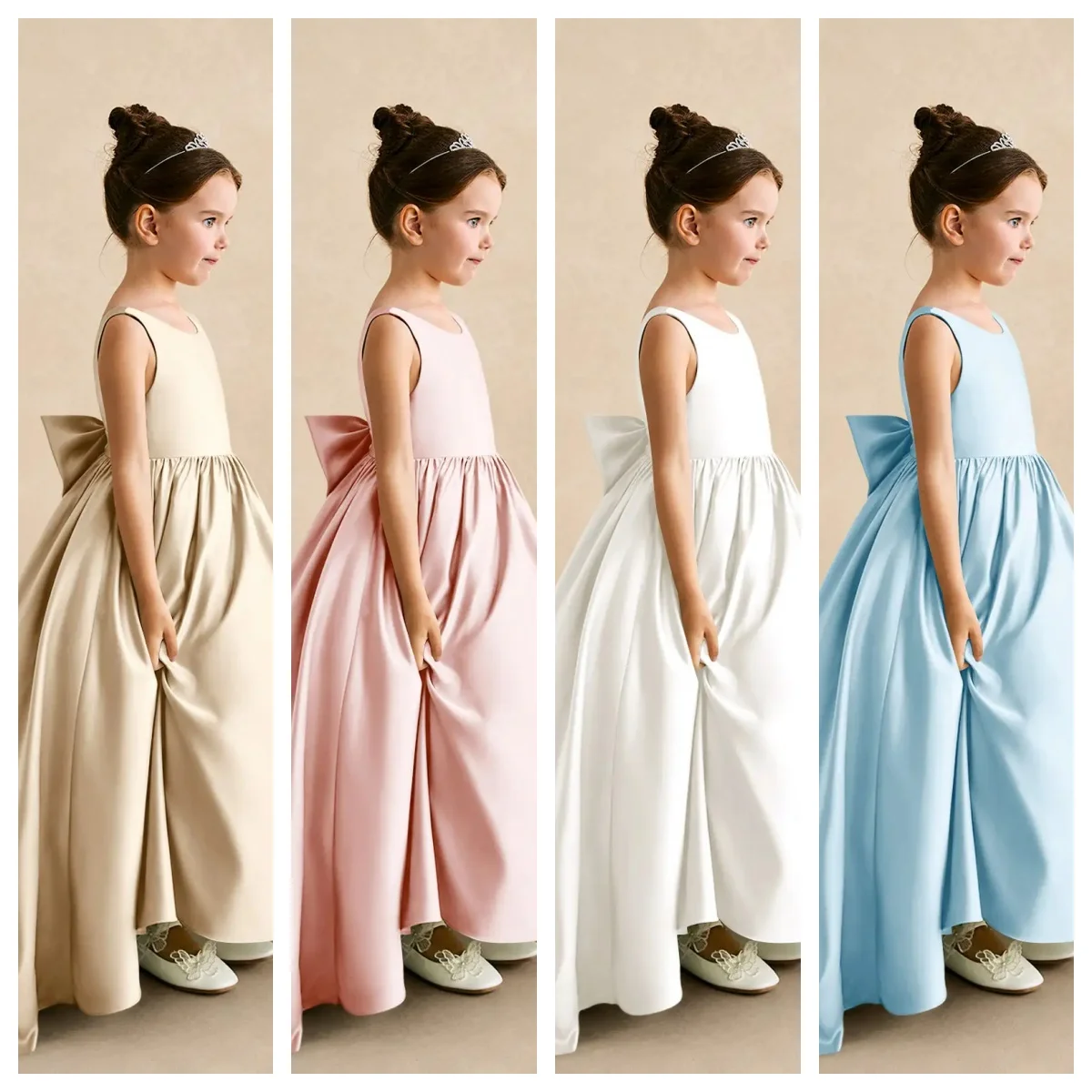 Satin Wedding Party Dresses for Kids Bow Simple Flower Girl Dresses Birthday Long Dress Floor Length First Communion Dress
Satin Wedding Party Dresses for Kids Bow Simple Flower Girl Dresses Birthday Long Dress Floor Length First Communion Dress