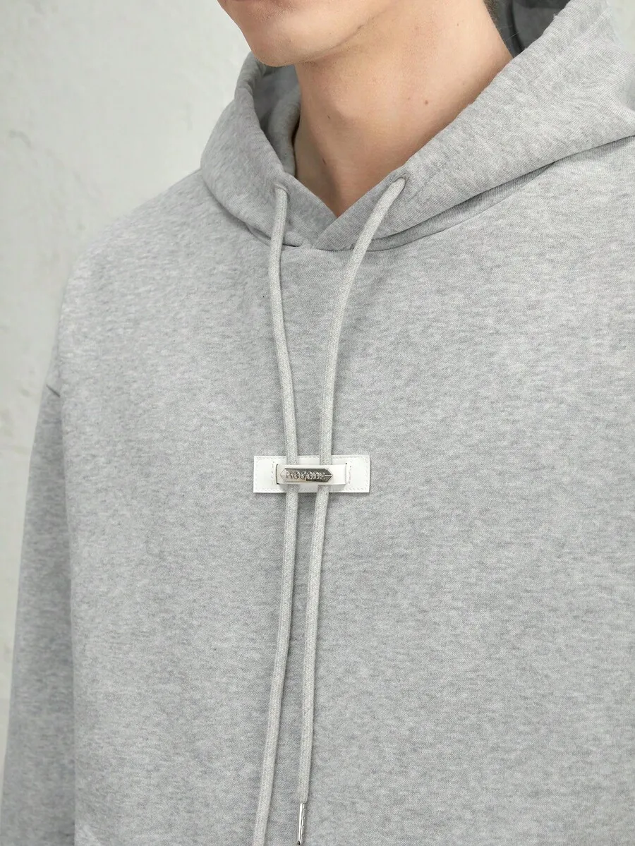 Mens Loose Fit Drop Shoulder Hoodie With Leather Patch Gray For Fall Winter
Mens Loose Fit Drop Shoulder Hoodie With Leather Patch Gray For Fall Winter