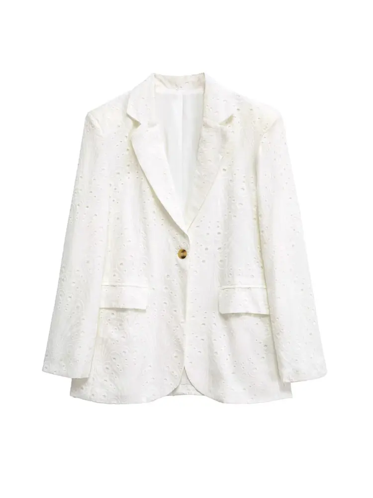 Women's Hollow Out Embroidery Blazer Coat Long Sleeve Single Button Female Outerwear Chic Fashion Tops
Women's Hollow Out Embroidery Blazer Coat Long Sleeve Single Button Female Outerwear Chic Fashion Tops