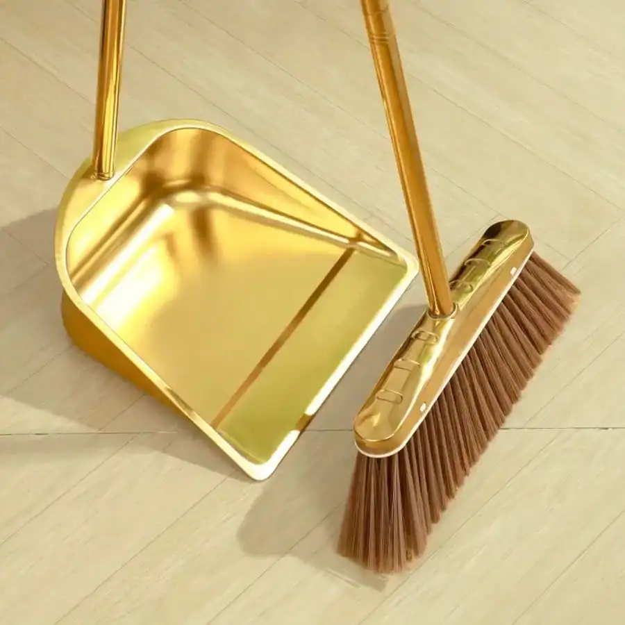 Heavy-Duty Golden Stainless Steel Broom And Dustpan Set - Broom Dust Pan With Long Handle Outdoor Dustpan Restaurant Dustpan Floor Cleaning Broom Standing Dustpan Cleaning Dustpan Garden Dustpan For Home Office
Heavy-Duty Golden Stainless Steel Broom And Dustpan Set - Broom Dust Pan With Long Handle Outdoor Dustpan Restaurant Dustpan Floor Cleaning Broom Standing Dustpan Cleaning Dustpan Garden Dustpan For Home Office