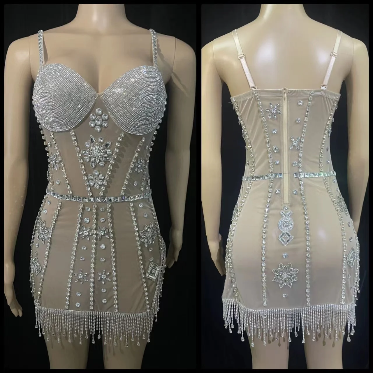 Costume full of diamonds super flash one-piece skirt complexion through the net sexy European and American bar gogo performance
Costume full of diamonds super flash one-piece skirt complexion through the net sexy European and American bar gogo performance