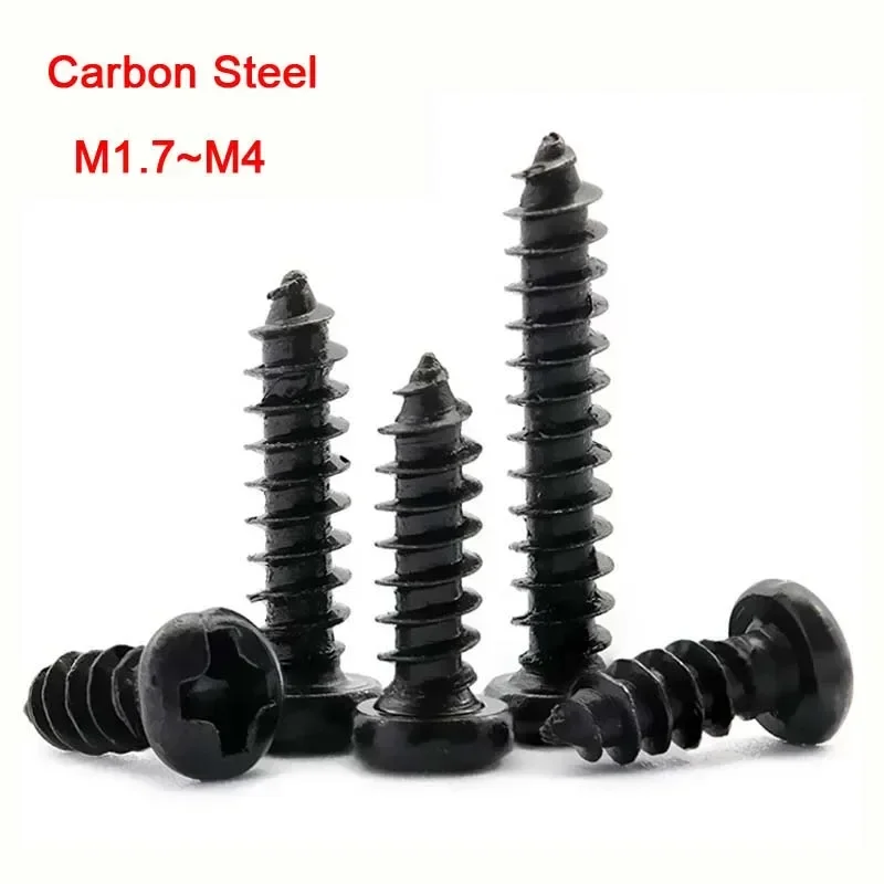500pcs/lot M1.7 M2 M2.3 M2.6 M3 M4 Carbon Steel Cross Round Head Self-tapping Screw Black Phillips Small Screw
500pcs/lot M1.7 M2 M2.3 M2.6 M3 M4 Carbon Steel Cross Round Head Self-tapping Screw Black Phillips Small Screw