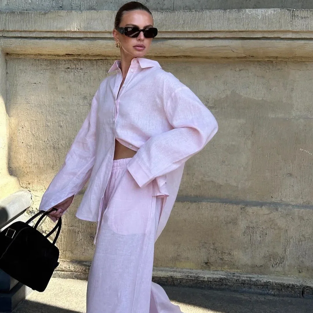 Сплошной цвет Рубашка Брюки Свободный женский комплект Однобортные рубашки с лацканами Прямые брюки с высокой талией Минималистичные повседневные женские костюмы
Сплошной цвет Рубашка Брюки Свободный женский комплект Однобортные рубашки с лацканами Прямые брюки с высокой талией Минималистичные повседневные женские костюмы