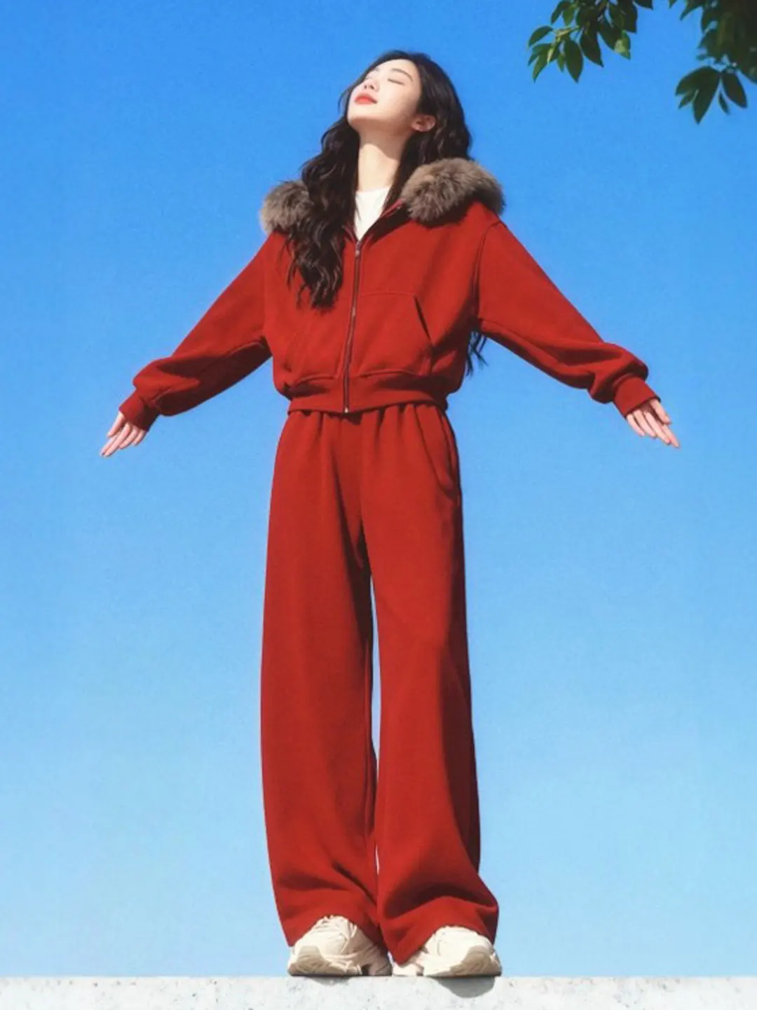 Laid-ba Sle Unique Super Beautiful Red Hooded Jaet Wide Leg Pants Two Piece Set Clete Outfit Spring 2026 Casual Wear
Laid-ba Sle Unique Super Beautiful Red Hooded Jaet Wide Leg Pants Two Piece Set Clete Outfit Spring 2026 Casual Wear