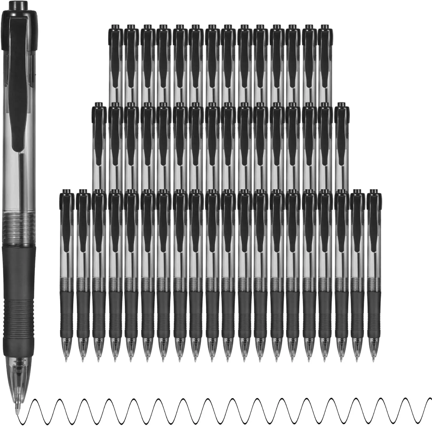 50 Pack No Bleed Black Ink Pens, Smooth 1.0mm Retractable Ballpoint with Soft Grip for Office School
50 Pack No Bleed Black Ink Pens, Smooth 1.0mm Retractable Ballpoint with Soft Grip for Office School