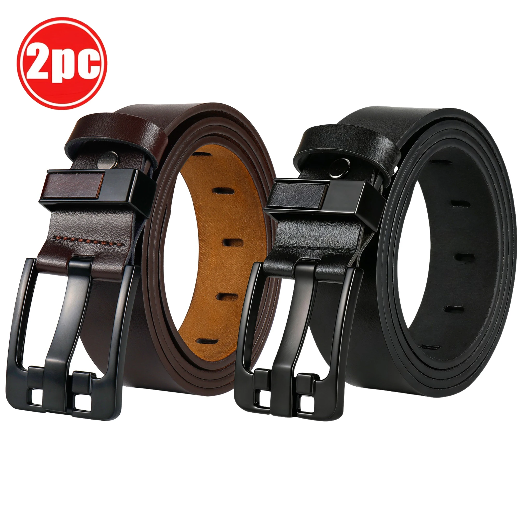 2PC men's belt, black and dark brown, black double needle buckle, value packaging, suitable for daily casual and office wear
2PC men's belt, black and dark brown, black double needle buckle, value packaging, suitable for daily casual and office wear