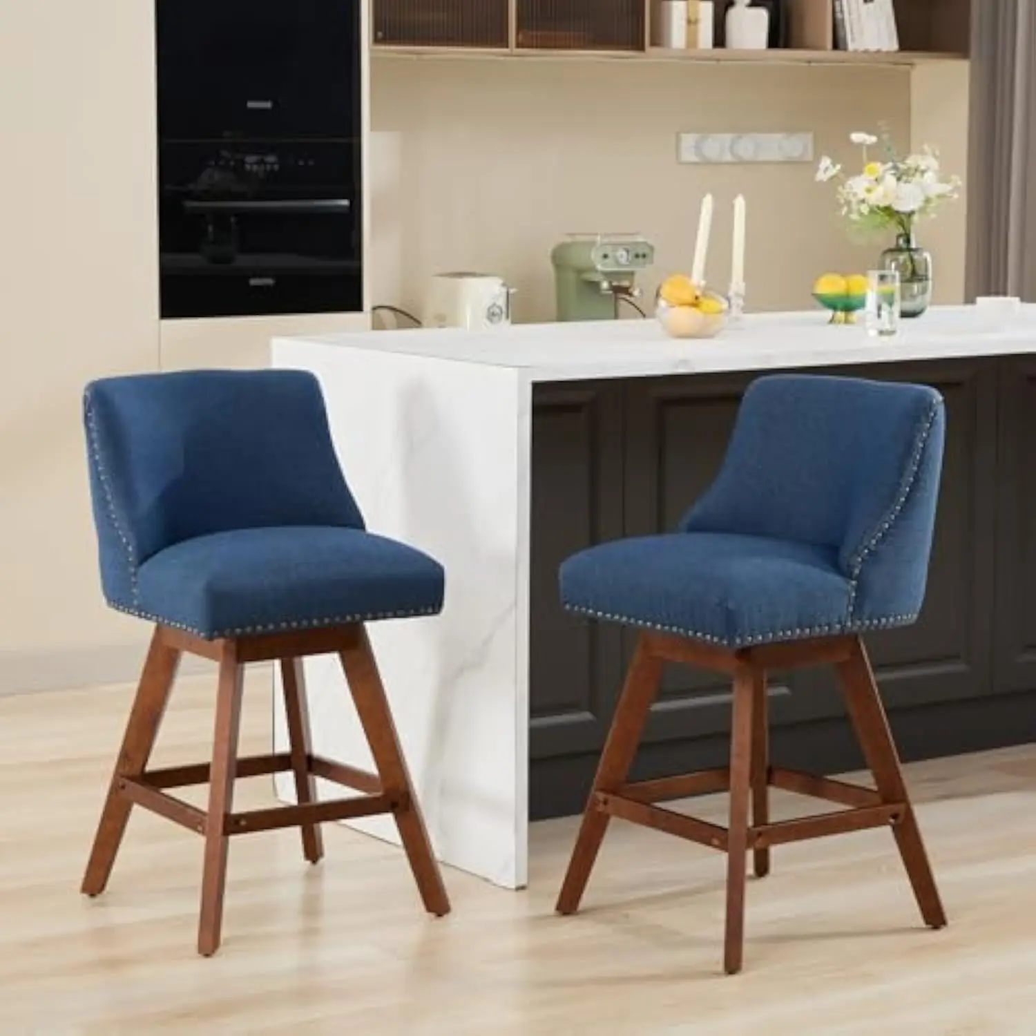 26 Swivel BarStools Set of 2, Modern Linen Fabric Counter Height Stools with Backs and Nail Head Design, Upholstered Bar stools
26 Swivel BarStools Set of 2, Modern Linen Fabric Counter Height Stools with Backs and Nail Head Design, Upholstered Bar stools