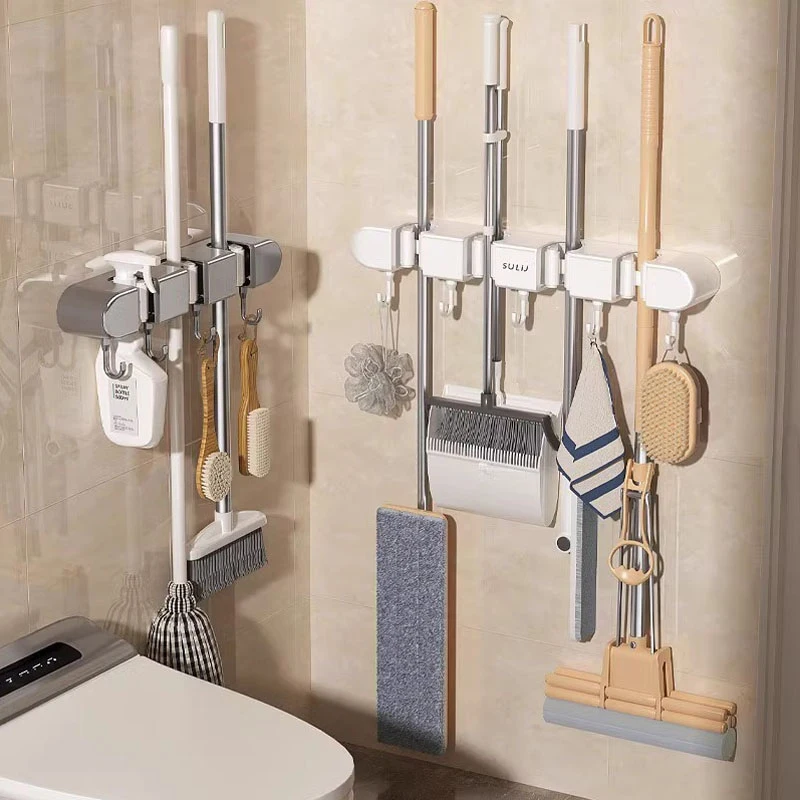 Broom Mop Holder With Hooks Wall Mounted Broom Storage Rack No Drilling Self-Adhesive Kitchens Organizer Multifunction Holder
Broom Mop Holder With Hooks Wall Mounted Broom Storage Rack No Drilling Self-Adhesive Kitchens Organizer Multifunction Holder