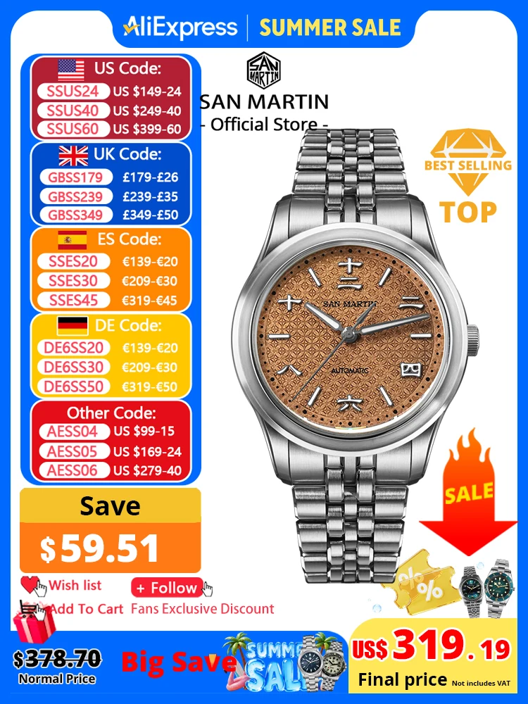 San Martin Retro Distressed Chinese Ancient Coin Textured Dial Miyota 90S5 Original Design Men Automatic Mechanical Watch SN0144
San Martin Retro Distressed Chinese Ancient Coin Textured Dial Miyota 90S5 Original Design Men Automatic Mechanical Watch SN0144