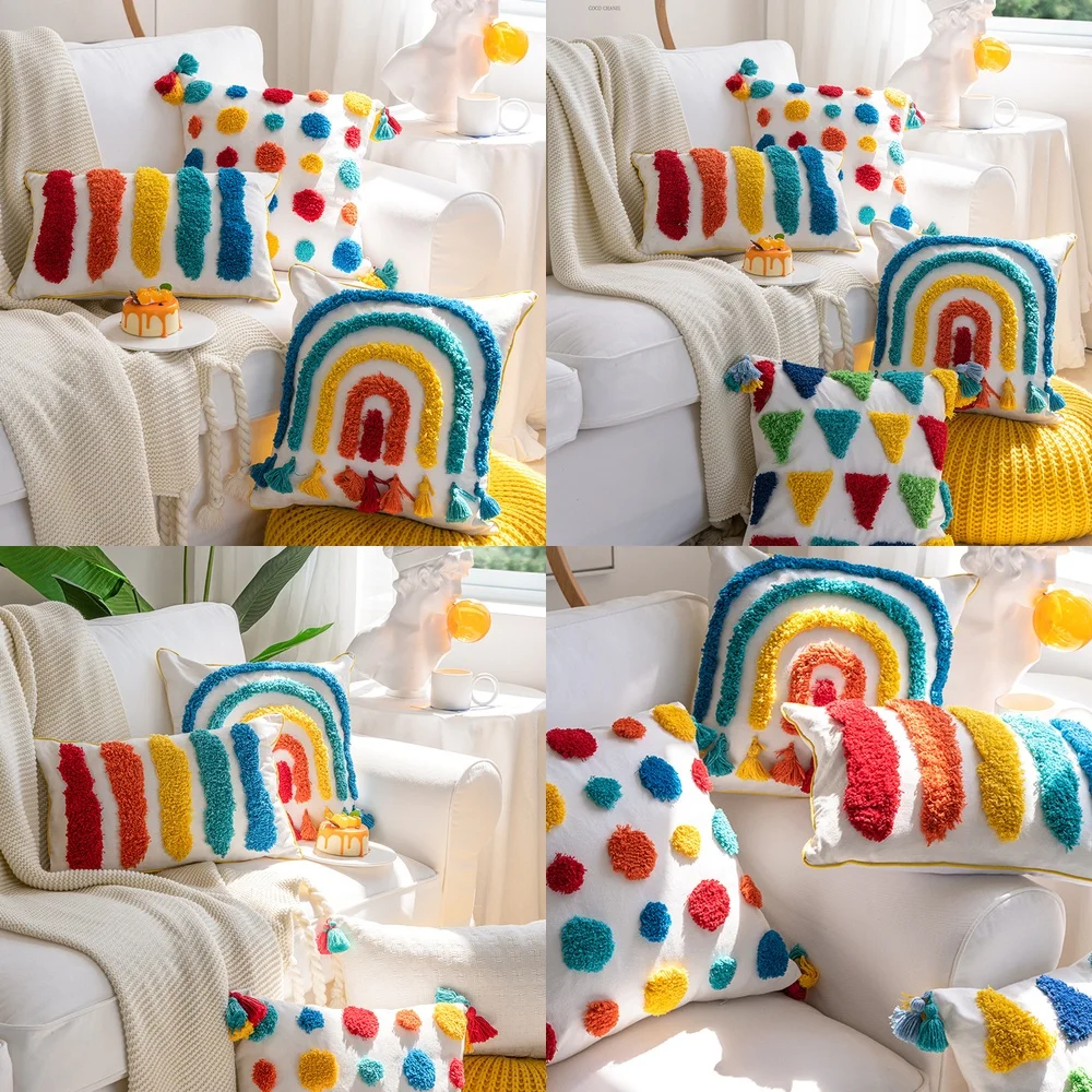 Наволочка для диванной подушки в скандинавском стиле с кисточками, тафтинговая, для домашнего декора, для домашних животных (собак, кошек), радужная, этническая, для девочек
Наволочка для диванной подушки в скандинавском стиле с кисточками, тафтинговая, для домашнего декора, для домашних животных (собак, кошек), радужная, этническая, для девочек