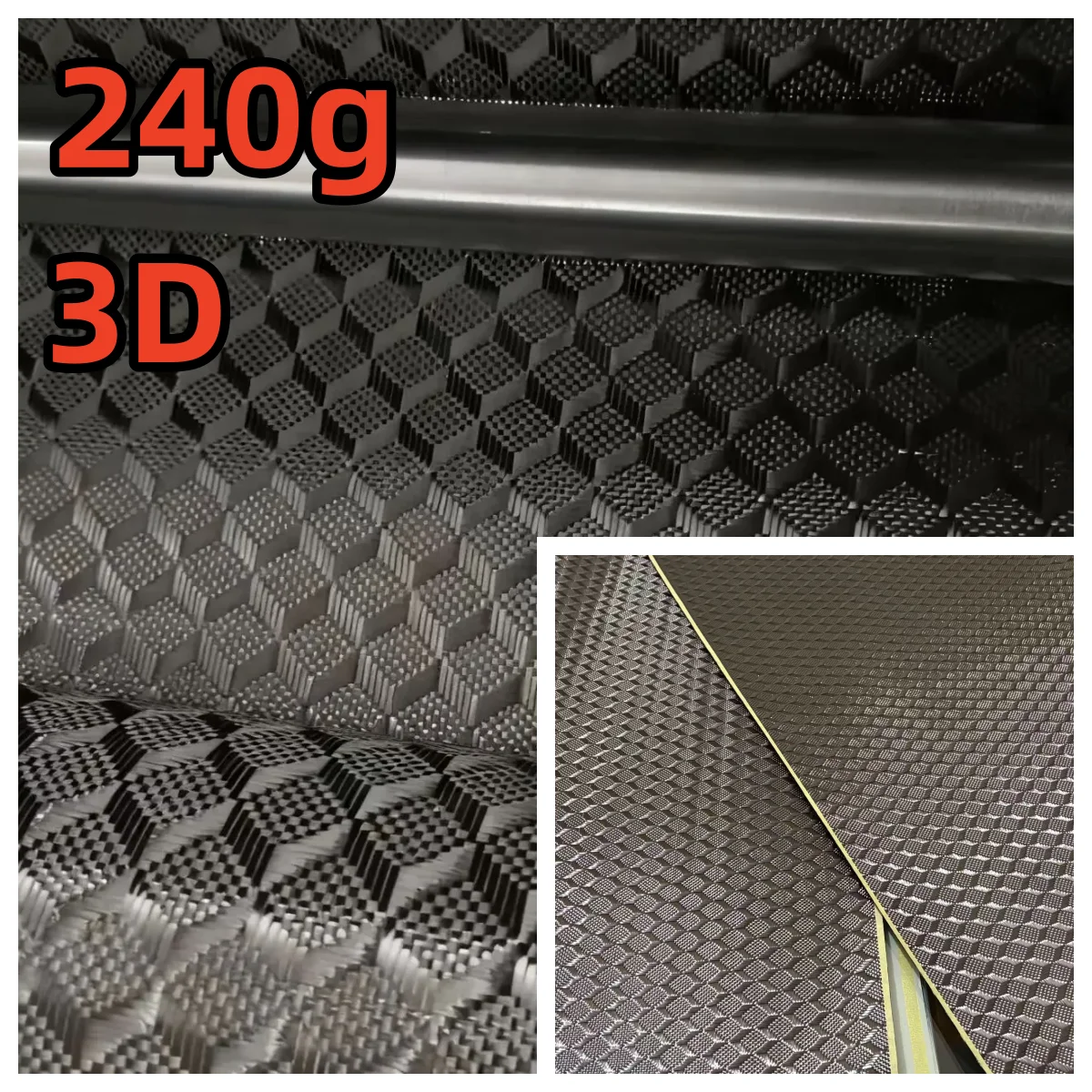 3K 240gsm 2x2 3D three-dimensional space pattern cloth Real Carbon Fiber Cloth Carbon Fabric 40" / 100cm width,roll up.
3K 240gsm 2x2 3D three-dimensional space pattern cloth Real Carbon Fiber Cloth Carbon Fabric 40" / 100cm width,roll up.