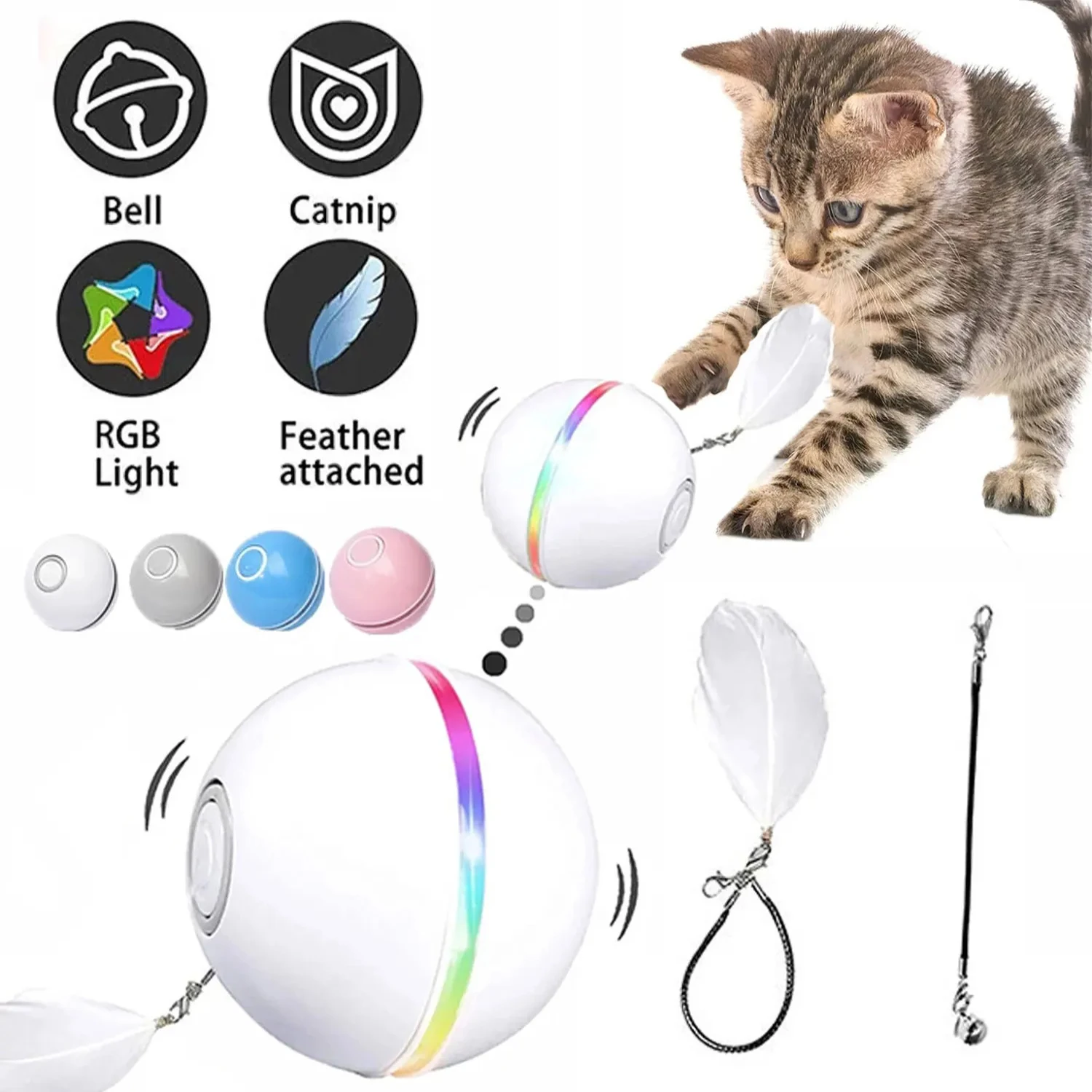 Smart Cat toys interactive ball With Feather Bell Toy for Cats USB Rechargeable Funny Kitten toy Improve IQ Pet accessories
Smart Cat toys interactive ball With Feather Bell Toy for Cats USB Rechargeable Funny Kitten toy Improve IQ Pet accessories