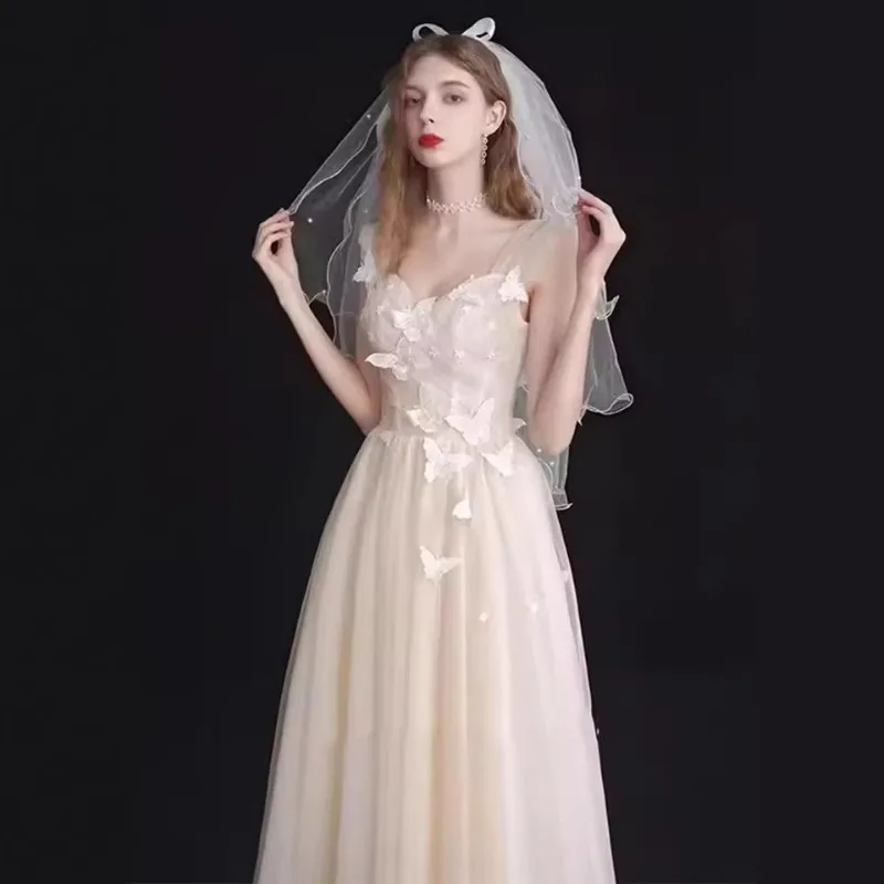 Evening Dress Luxury French Butterfly Suspender Veil Temperament Engagement Travel
Evening Dress Luxury French Butterfly Suspender Veil Temperament Engagement Travel