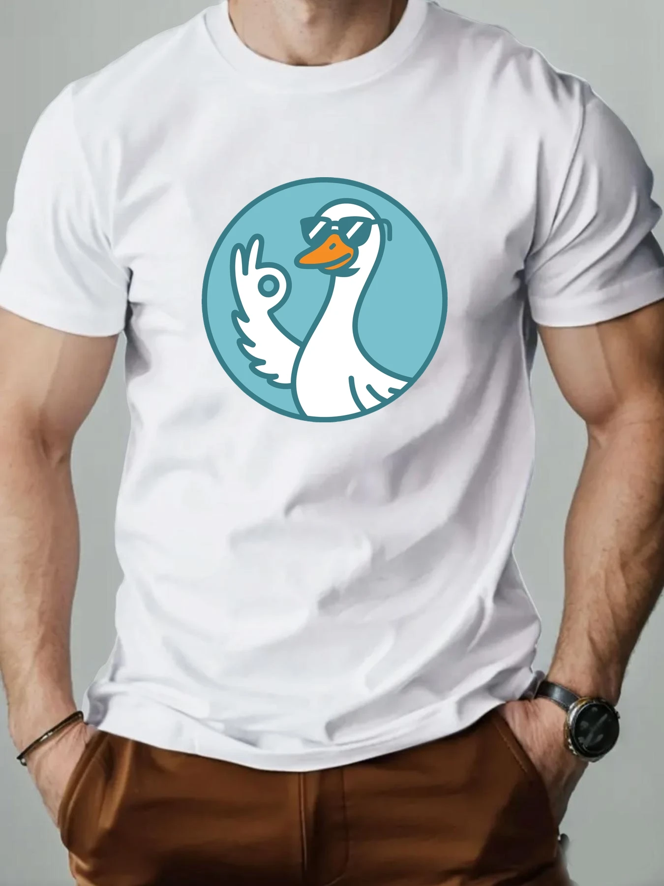 Cartoon T shirts 100% Cotton OK Gesture Duck Printing Pattern Men's Round Neck Casual Short Sleeve Summer Breathable Top Tees
Cartoon T shirts 100% Cotton OK Gesture Duck Printing Pattern Men's Round Neck Casual Short Sleeve Summer Breathable Top Tees