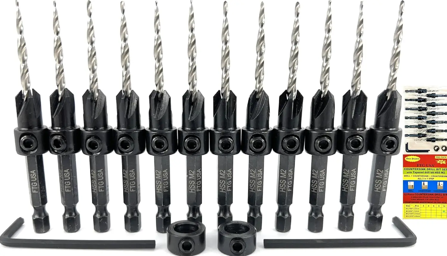12 Pc #6 (9/64") Countersink Drill Bit Set for Wood with Tapered Drill Bits
12 Pc #6 (9/64") Countersink Drill Bit Set for Wood with Tapered Drill Bits