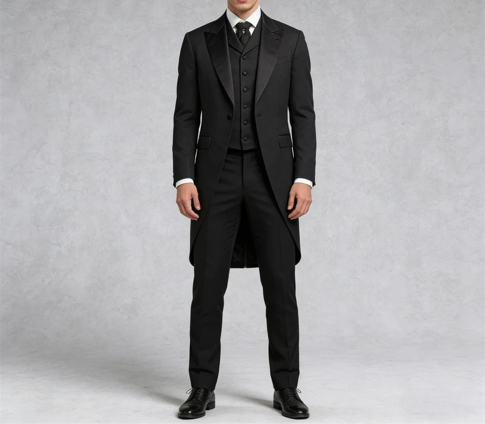 Tailcoat Vest Pants Set for Men, Three Piece Costume Outfit, XS-5XL Tailored Size Mens Formal Suit Long Coat Vest Trousers
Tailcoat Vest Pants Set for Men, Three Piece Costume Outfit, XS-5XL Tailored Size Mens Formal Suit Long Coat Vest Trousers