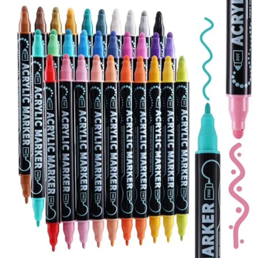30 Colors Dual Tip Acrylic Paint Markers, Dot and Fine Tip Acrylic Paint Pens for Rock, Wood, Fabric, Canvas, Glass, Scrapbook,
30 Colors Dual Tip Acrylic Paint Markers, Dot and Fine Tip Acrylic Paint Pens for Rock, Wood, Fabric, Canvas, Glass, Scrapbook,