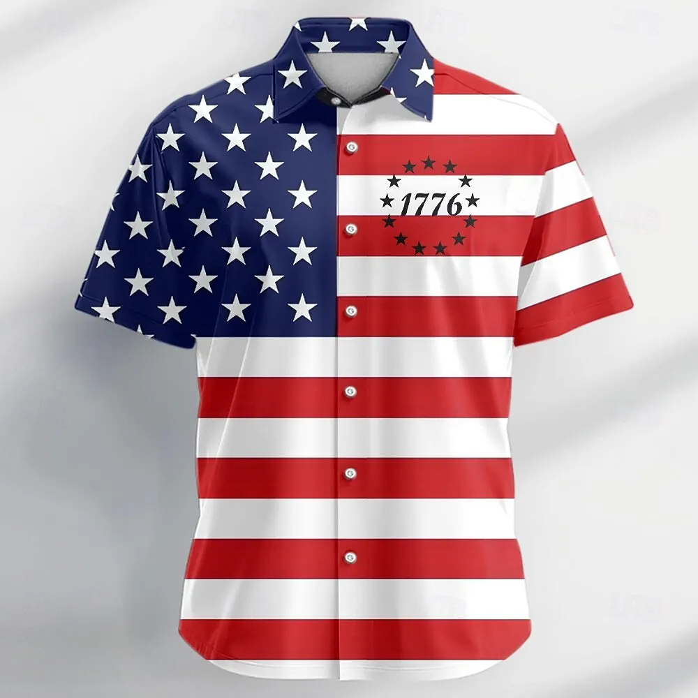 US Flag 3D Print Patriotic 1776 Men's Shirt Summer Shirt Button Up Shirt Short Sleeve Casual Outdoor Vacation Dailywear Men Tops
US Flag 3D Print Patriotic 1776 Men's Shirt Summer Shirt Button Up Shirt Short Sleeve Casual Outdoor Vacation Dailywear Men Tops