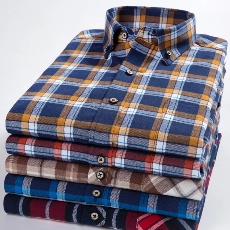 Hight quality 100%cotton brushed long sleeve shirt for men slim fit casual tops soft plaid elegant vintage clothes
Hight quality 100%cotton brushed long sleeve shirt for men slim fit casual tops soft plaid elegant vintage clothes